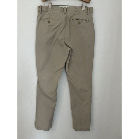 Banana Republic Pants Men 33x 32 Beige Aiden Chino Flat Front Classiccore Preppy - Picture 3 of 8